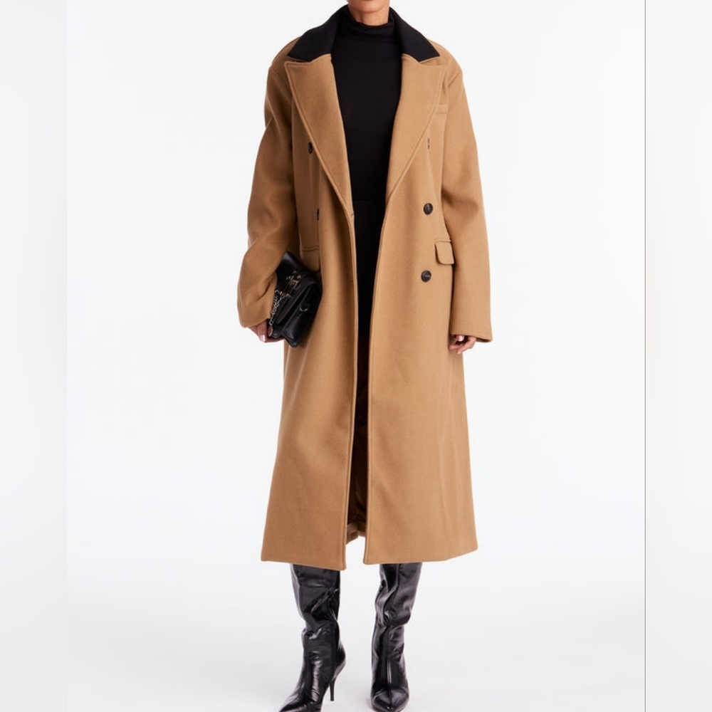 Fashion Nova Elegant Camel Oversized Double-Breasted Women's Coat Sz Xtra-Small